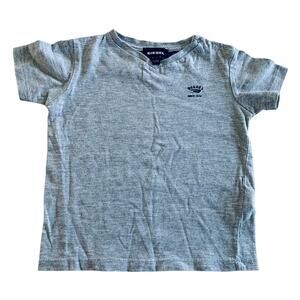 Diesel Boys Gray Designer V-neck Cotton Basic T-shirt size 12 M